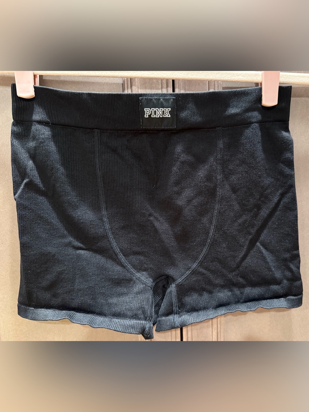 Victoria's Secret PINK Med. Black Ribbed Boyshorts